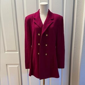 St. John Collection Rich Burgundy Blazer with Gold Buttons